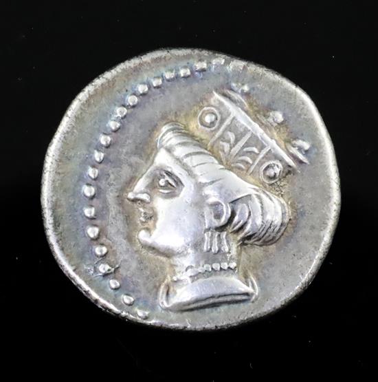 Ancient Coins, Greek Pontus, Amisos AR Drachm, c.400-360 BC., 5.6g, 19mm, GVF with attractive toning, rare